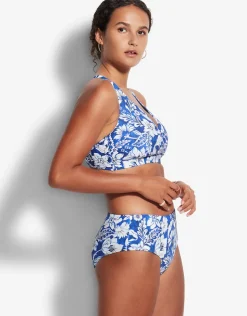 Seafolly Modern Marina F Cup Cross Front Bra Bikini - Blue Hot