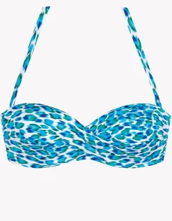 Tessy Nassau Twist Bandeau Bikini Top - Blue Hot
