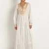 Greek Archaic Kori New Triangle Maxi Dress - White and Gold Best