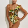 Maryan Mehlhorn Optimist Ruffle Shoulder Swimsuit - Pina Colada Outlet