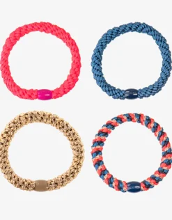Kknekki Original Hair Tie Bundle - Blue, Gold and Bright Coral Sale