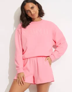 Seafolly Originals Crew Sweatshirt - Pink Clearance