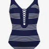 Maryan Mehlhorn Pace Plunge Swimsuit - Navy White Hot