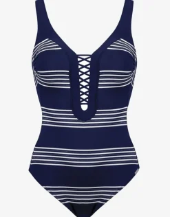 Maryan Mehlhorn Pace Plunge Swimsuit - Navy White Hot