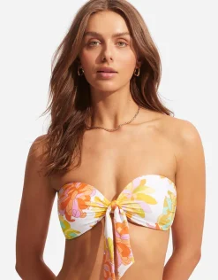 Seafolly Palm Springs Twist Tie Front Bandeau Bikini Top - Limelight Outlet