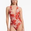 Jets Palme Plunge Swimsuit - Cherry Online