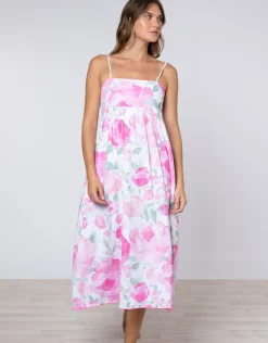 Juliet Dunn Peony Tie Back Midi Dress - Pink Outlet
