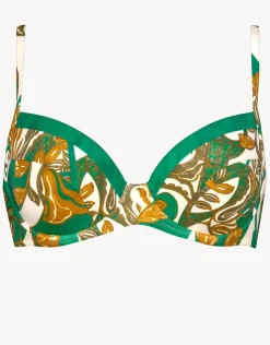 Maryan Mehlhorn Perceptions Underwired Bikini Top - Cream and Green Discount
