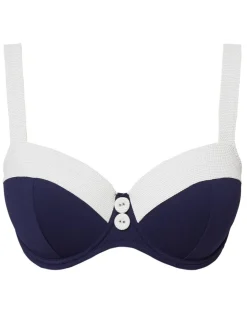Nuria Ferrer Pitusa Balcony Bikini Top - Navy and White Outlet