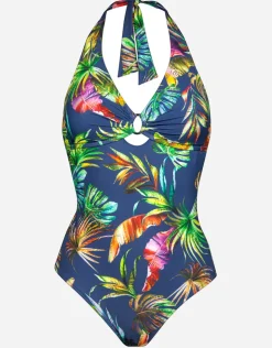 Lidea Plunge Halter Swimsuit - Indigo Rainbow Clearance