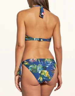 Lidea Plunge Moulded Halter Bikini Top - Indigo Rainbow Discount