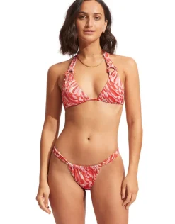 Seafolly Poolside Slide Tri Bikini Top - Pink Chintz Hot