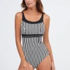 Nuria Ferrer Portofino High Neck Swimsuit - Black and White Outlet