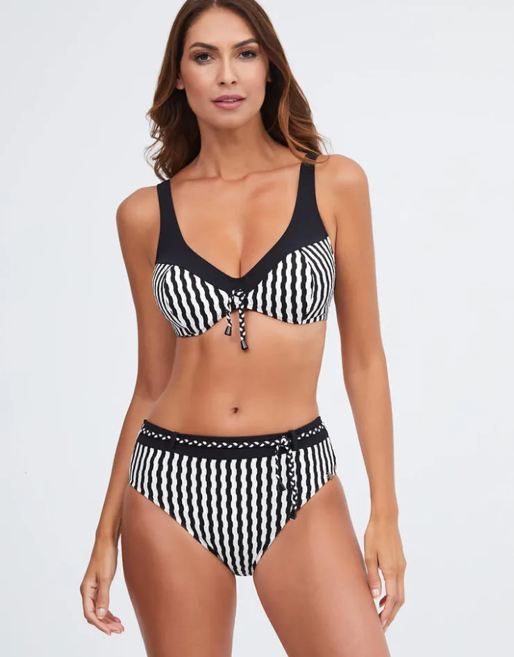 Nuria Ferrer Portofino Underwired Bikini Top - Black and White Fashion