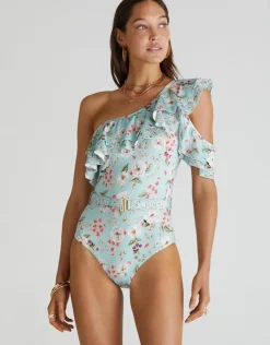 Aqua Blu Primrose Rose One Piece Swimsuit - Floral Discount