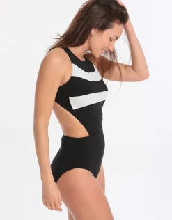 Gottex Profile Formula One Sports High Neck One Piece - Black White Fashion