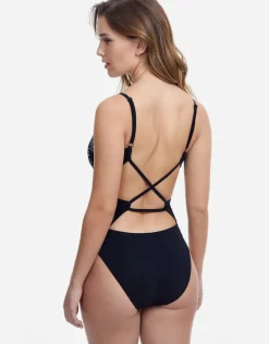 Gottex Profile Mashrabiya Round Neck Tie Back Swimsuit - Black Sale
