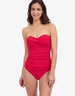 Gottex Profile Tutti Frutti Bandeau Swimsuit - Rose Red Clearance