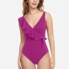 Gottex Profile Tutti Frutti Ruffle Surplice Swimsuit - Warm Violet Clearance