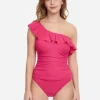 Gottex Profile Tutti Frutti Ruffle One Shoulder Swimsuit - Rose Online