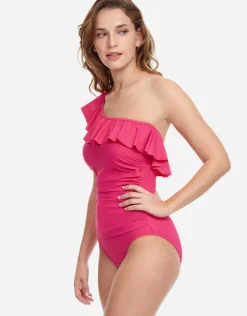 Gottex Profile Tutti Frutti Ruffle One Shoulder Swimsuit - Rose Online