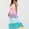 Pitusa Rainbow Ruffle Tiered Dress - Pastels Fashion