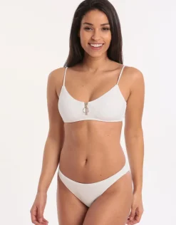 Watercult Retro Purity Zip Front Bralette Bikini Top - White Discount