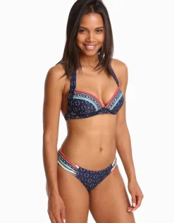 Jets Riviera Gathered Side Bikini Bottom - Ink/White Outlet