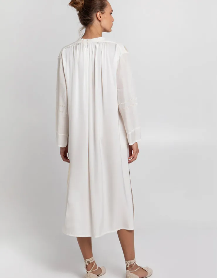 Greek Archaic Kori Roots Midi Shirt Dress - Natural and Champagne Discount