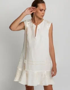 Greek Archaic Kori Roots Mini Dress - Natural and Champagne Outlet