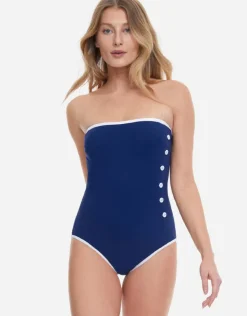 Gottex Sail to Sunsets Bandeau Swimsuit - Navy Clearance