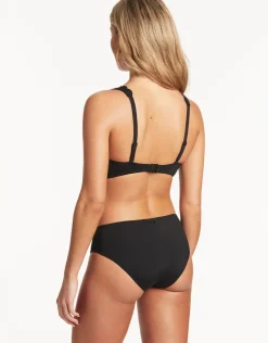 Sea Level Scallop Longline Tri Bikini Top - Black New