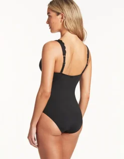 Sea Level Scallop Longline Tri Swimsuit - Black Discount