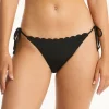 Sea Level Scallop Tie Side Bikini Pant - Black Sale