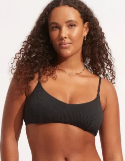 Seafolly Sea Dive Bralette Bikini Top - Black Hot