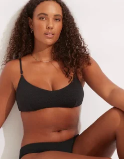 Seafolly Sea Dive Bralette Bikini Top - Black Hot