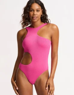 Seafolly Sea Dive Cut Out Swimsuit - Fuchsia Rose Online