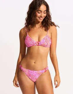 Seafolly Sea Skin Ring Front Bralette Bikini Top - Fuchsia Rose Clearance