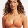 Seafolly Second Wave Fixed Tri Bikini Top - Copper Tan Best