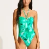Seafolly Secret Garden Bandeau Swimsuit - Jade Discount