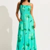 Seafolly Secret Garden Shirred Maxi Dress - Jade New