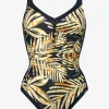 Charmline Seductive Leaves Moulded Swimsuit - Black Ivory Online