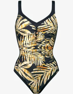 Charmline Seductive Leaves Moulded Swimsuit - Black Ivory Online