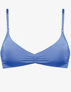 Watercult Shimmering Solids Gathered Crop Bikini Top - Spring Water Discount