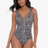 Miraclesuit Shore Leave Zipt Swimsuit - Black and White Online
