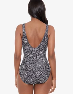 Miraclesuit Shore Leave Zipt Swimsuit - Black and White Online