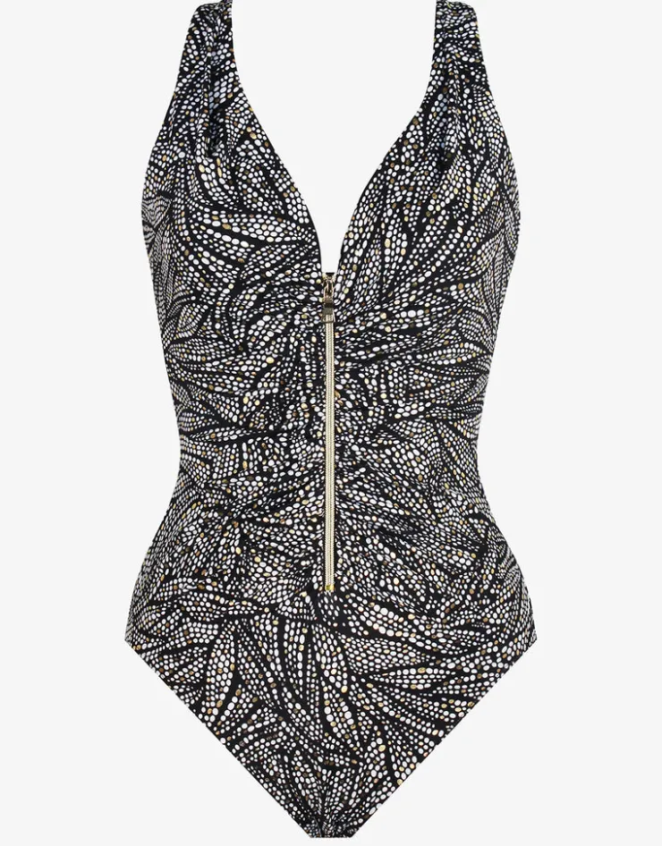 Miraclesuit Shore Leave Zipt Swimsuit - Black and White Online
