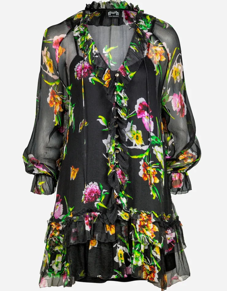 Maryan Mehlhorn Siciliana Silk Tunic - Black-Brights New