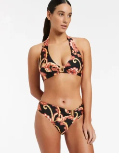 Jets Silk Road D/DD Halter Bikini Top - Black Hot