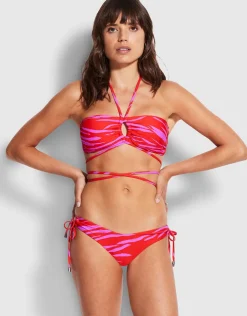 Seafolly Skin Deep Loop Tie Side Bikini Pant -Mandarin Red Outlet